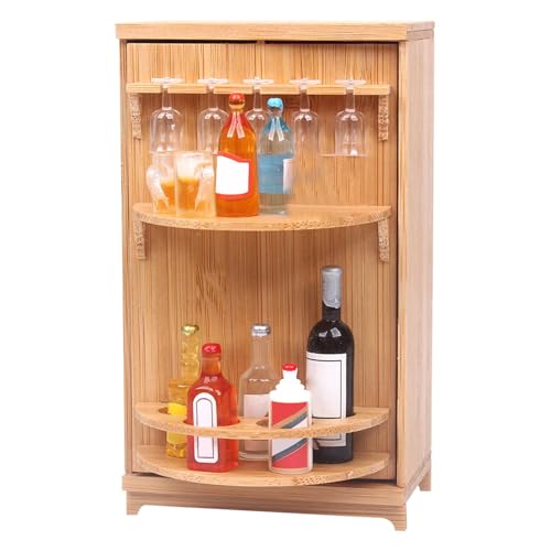 Wine Cabinet, Doll House Furniture Set, Miniature Doll Furniture Wine Cabinet, Wooden Wine Storage Cabinet, 12.5x7.5x4.5 cm for Doll Houses, Pretend Play Display Cabinet, Doll House Decor von Generisch