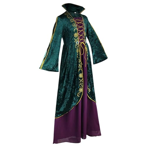 Winifred Sanderson Kostüm - Winifred Sanderson Kostüme Kleid Mit Perücke | Sanderson Schwestern Kostüme, Mittelalterliches Hexen-Samtkleid Für Frauen Hexen-Cosplay Kostüm von Generisch