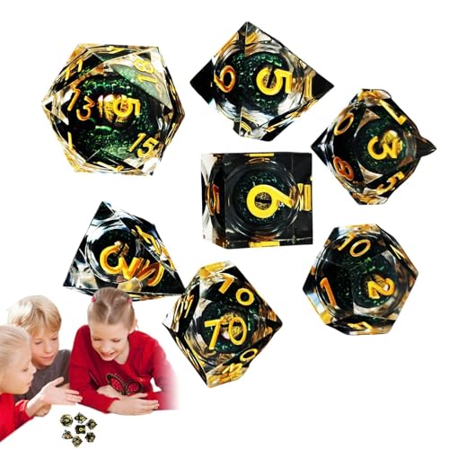 Winziges Rollenspiel-Würfel-Set,Rollenspiel-Würfel,7X Brettspiel Polyedrische Würfel - Würfel und Zubehör, einzigartiges Liquid-Core-Design, kleine polyedrische polyedrische Würfel für männliche und w von Generisch