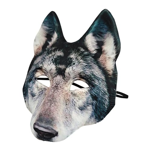 Wolfskopfmaske,Wolfsmaske, Gruselige Horrormaske Tiermaske, Realistische Gesichtsmaske, Kopfmaske für Erwachsene, gruselige Tier-Halloween-Maske für Halloween-Kostüme von Generisch