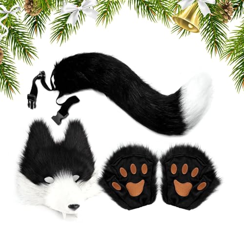Wolfsschwanz und Ohren, Halloween-Wolf-Verkleidungs-Set – Frauen-Cosplay-Tier-Outfit für Party, Karneval, Weihnachten, Rollenspiel, Bühnenaufführung, Modenschau, Maskerade Wolfsschwanz und Ohren, Halloween-Wolf-Verkleidungs-Set – Frauen-Cosplay-Tier-Outfit für Party, Karneval, Weihnachten, Rollenspiel, Bühnenaufführung, Modenschau, Maskerade von Generisch