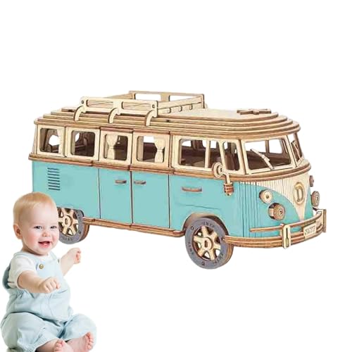 Wooden Bus Puzzle - Bus Toy Wooden Model Kit Building Set | Wooden Puzzles Home Decor | Wooden Craft Tour Bus Puzzle | Wooden Building Block Toy for Birthday Day and Christmas von Generisch