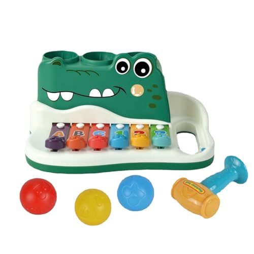 Xylophon für Kinder, Hammerschlag mit Xylophon | Alligator Design Musikinstrument mit Hammer,Kinder Musikinstrumente Kinder Xylophon Xylophon Frühpädagogisches Spielzeug, lustiges Lernspielzeug für Ki von Generisch