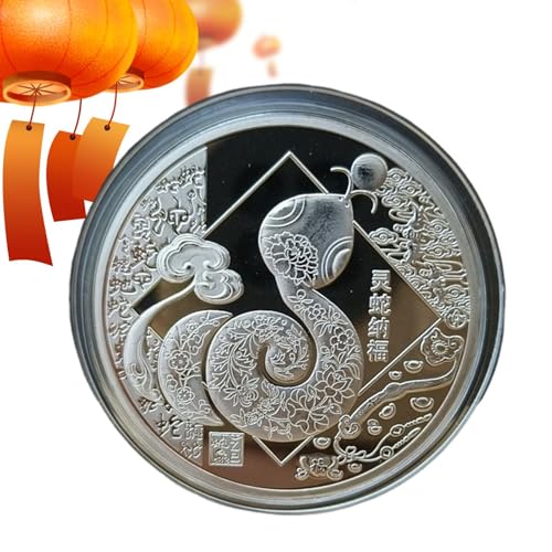 Year Of The Snake Coin, Chinese Snake Coin, New Year Gedenkmünze, Snake Good Luck Coin, Chinese New Year Souvenir, Round Coin Collection, Gedenkschlange Year Coin, Good Luck von Generisch