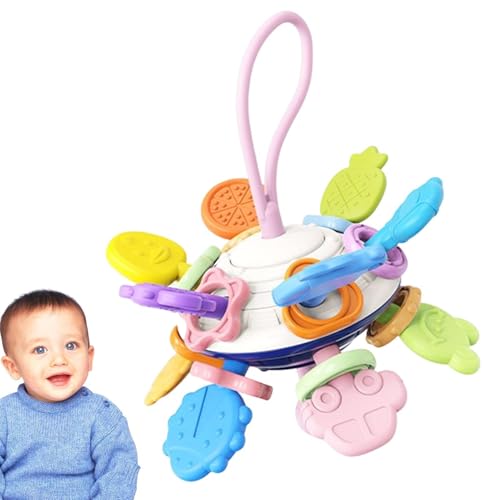 Ziehen Sie Saitenspielzeug für Baby, sensorisches Pull -Spielzeug | Food Grade Pulling String Travel Seil,Pädagogische sensorische Spielzeuge, farbenfrohe Teether -Ball für Kinderkinder Kinder von Generisch