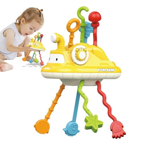 Ziehspielzeug für Babys, Ziehspielzeug für Babys - Tragbares Zugschnur-Beißspielzeug für Babys, Kinderwagen-Spielzeug,Kompaktes Kinderwagen-Spielzeug für Babys, Autositz, Spielzeug für Kinder ab 18 Mo von Generisch