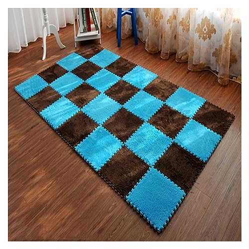 Zottelige weiche Schaumstoffmatten – 12 ineinandergreifende Teppichfliesen für Zuhause, Salon, Schlafzimmer, flauschige Teppiche, 30,5 x 30,5 cm, Puzzle-Spielmatten, Teppichbodenfliesen von Generisch