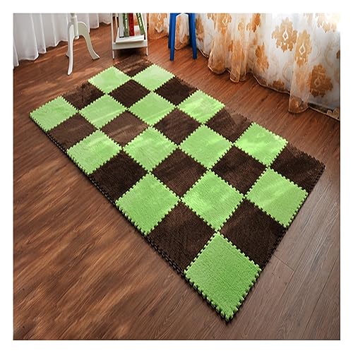 Zottelige weiche Schaumstoffmatten – 12 ineinandergreifende Teppichfliesen für Zuhause, Salon, Schlafzimmer, flauschige Teppiche, 30,5 x 30,5 cm, Puzzle-Spielmatten, Teppichbodenfliesen von Generisch