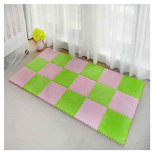 Zottelige weiche Schaumstoffmatten – 12 ineinandergreifende Teppichfliesen für Zuhause, Salon, Schlafzimmer, flauschige Teppiche, 30,5 x 30,5 cm, Puzzle-Spielmatten, Teppichbodenfliesen von Generisch