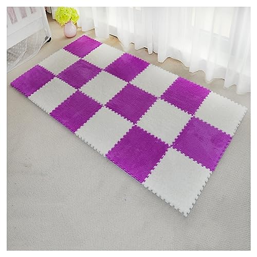 Zottelige weiche Schaumstoffmatten – 12 ineinandergreifende Teppichfliesen für Zuhause, Salon, Schlafzimmer, flauschige Teppiche, 30,5 x 30,5 cm, Puzzle-Spielmatten, Teppichbodenfliesen von Generisch