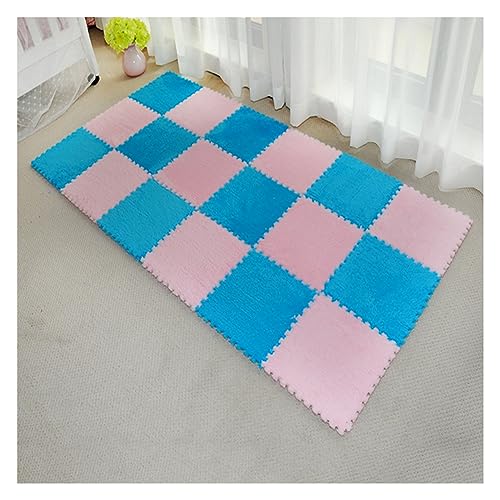 Zottelige weiche Schaumstoffmatten – 12 ineinandergreifende Teppichfliesen für Zuhause, Salon, Schlafzimmer, flauschige Teppiche, 30,5 x 30,5 cm, Puzzle-Spielmatten, Teppichbodenfliesen von Generisch