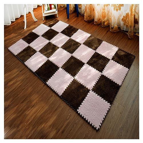 Zottelige weiche Schaumstoffmatten – 12 ineinandergreifende Teppichfliesen für Zuhause, Salon, Schlafzimmer, flauschige Teppiche, 30,5 x 30,5 cm, Puzzle-Spielmatten, Teppichbodenfliesen von Generisch