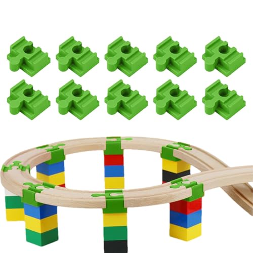 Zugschienenverbinder aus Holz – Zugschienenverbinder, Eisenbahn-Adapter-Zubehör, Holz-Zugschienen-Verbinder für Kinder ab 3 Jahren, Set mit 10 Holzbahn-Adaptern von Generisch