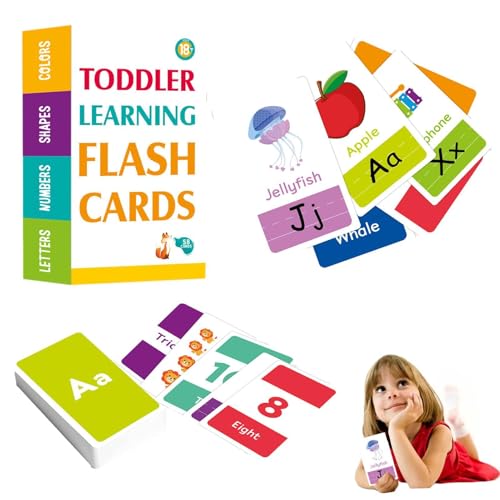 abcc Flash-Karten Lernkarten für Kinder | First Words Flash-Karten für Kinder | Flash-Karten für frühes Lernen | 58-teiliges interaktives Set Alphabet, Zahlen, Farben, Fo von Generisch