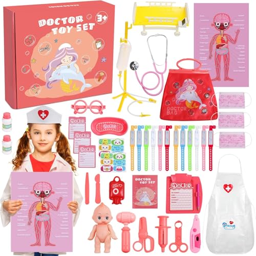 Arztkoffer Kinder - 44 PCS Doktorkoffer Kinder für Mädchen, medizinisches Kit, Phantasiespielzeug Spielzeug Rollenspiele Kinderarztkoffer, Arzt Dokotorset Geschenk für Kinder ab 3 Jahre, rosa Arztkoffer Kinder - 44 PCS Doktorkoffer Kinder für Mädchen, medizinisches Kit, Phantasiespielzeug Spielzeug Rollenspiele Kinderarztkoffer, Arzt Dokotorset Geschenk für Kinder ab 3 Jahre, rosa von Generisch