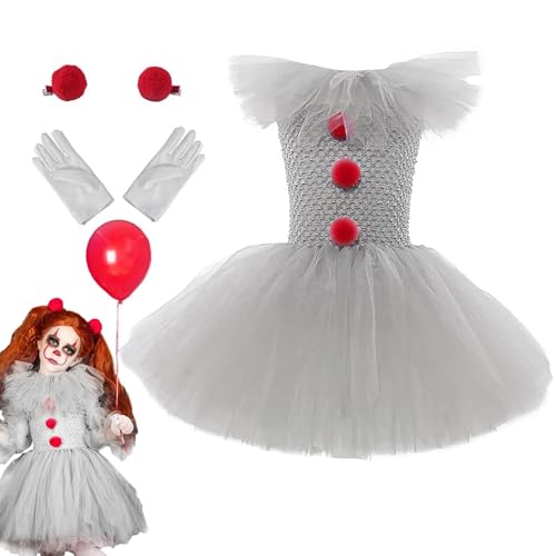 penny-wise-Halloweenkostüm Für Mädchen – Gruseliges Clownkostüm Für Mädchen, Gruseliges Halloween-Tutu-Kleid Mit Haarnadeln, Horrorfilm-penny-wise-Kostüm Als Kostüm Für Cosplay-Outfits von Generisch