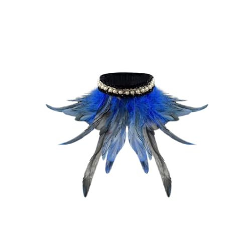 pfau kostüm damen, Feder Umhang Cape, Gothic federboa Achselzucken Schalkragen Cape Schal Choker Kragen fasching Kostüm Bühne Damen Feder Umhang Fliege Kragen Cape für Fasching Karneval Party Zubehör von Generisch