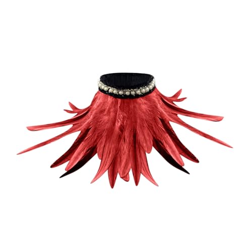 pfau kostüm damen, Feder Umhang Cape, Gothic federboa Achselzucken Schalkragen Cape Schal Choker Kragen fasching Kostüm Bühne Damen Feder Umhang Fliege Kragen Cape für Fasching Karneval Party Zubehör von Generisch