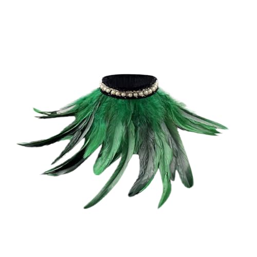 pfau kostüm damen, Feder Umhang Cape, Gothic federboa Achselzucken Schalkragen Cape Schal Choker Kragen fasching Kostüm Bühne Damen Feder Umhang Fliege Kragen Cape für Fasching Karneval Party Zubehör von Generisch