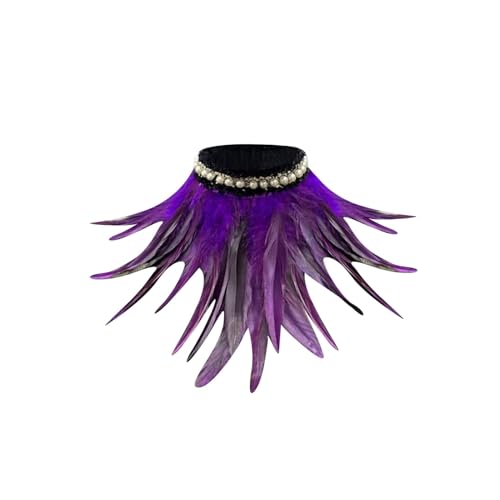 pfau kostüm damen, Feder Umhang Cape, Gothic federboa Achselzucken Schalkragen Cape Schal Choker Kragen fasching Kostüm Bühne Damen Feder Umhang Fliege Kragen Cape für Fasching Karneval Party Zubehör von Generisch