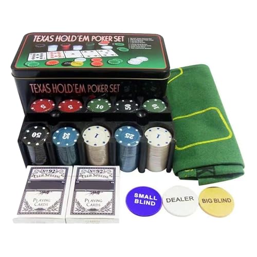 texas Holdem Pokerset - Premium Chip Zubehör für komplette Kartenspiele | Portable Anti-Slip Reise-Glücksspiel Kit für Männer Craps Nachtspiele Home Party texas Holdem Pokerset - Premium Chip Zubehör für komplette Kartenspiele | Portable Anti-Slip Reise-Glücksspiel Kit für Männer Craps Nachtspiele Home Party von Generisch