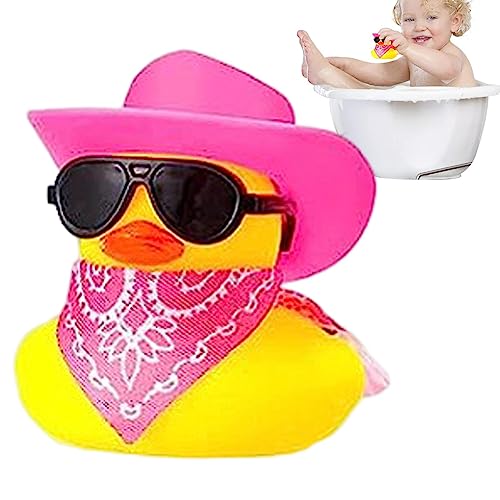 Coole Badeenten | Lustige Cowboy-Ente | Coole Rubber Ducks Sonnenbrille | Badeente Mit Cowboyhut | Auto-Ornamente Für Das Armaturenbrett | Badespielzeug-Schwimmente | Mini Gummi Enten von Genikeer