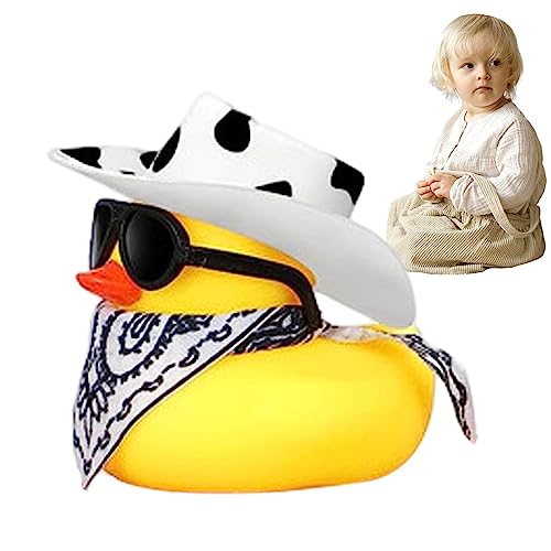 Coole Badeenten | Lustige Cowboy-Ente | Coole Rubber Ducks Sonnenbrille | Badeente Mit Cowboyhut | Auto-Ornamente Für Das Armaturenbrett | Badespielzeug-Schwimmente | Mini Gummi Enten von Genikeer