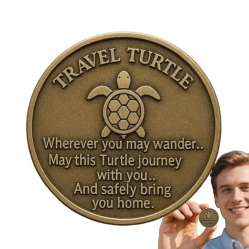 Münze Für Sammler,Schildkröten Taschenanhänger Münze - Beidseitig Graviertes Segen Gedicht Metall Andenken Für Abschlussfeiern Jubiläen Reisende Münze Für Sammler,Schildkröten Taschenanhänger Münze - Beidseitig Graviertes Segen Gedicht Metall Andenken Für Abschlussfeiern Jubiläen Reisende von Genikeer