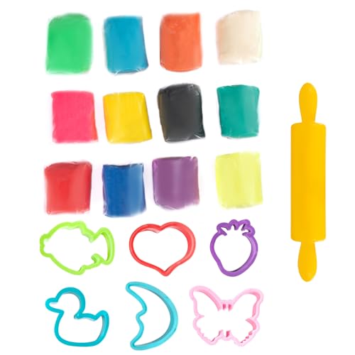 Genio Kids Knete ab 2 Jahre ungiftig 0,6 kg/ 12 Stück mit Spielknete Zubehör Soft Bio Kinderknete Set Knetmasse für Kinder und Kleinekind ab 3 Jahre von Genio Kids