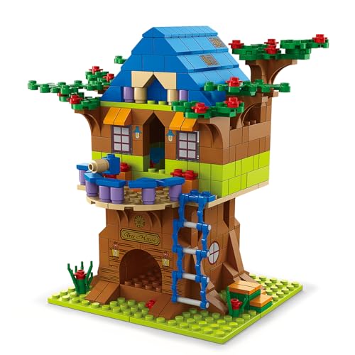 Geniteen Baumhaus-Bausteinset STEM 6-in-1-Spielzeug 1000-teiliges Bauset Modellbausatz, Lernspielzeug, Architektursteinset für Kinder Mädchen Jungen 6-12+ Geburtstagsgeschenk für Erwachsene von Geniteen