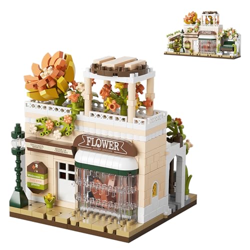 Geniteen Bausteine-Set, Flower Series Concept Store Bauset, Modellbausatz und Geschenk für Kinder und Erwachsene, Geschenk für Geburtstag, Weihnachten und Neujahr (Blumengeschäft) von Geniteen