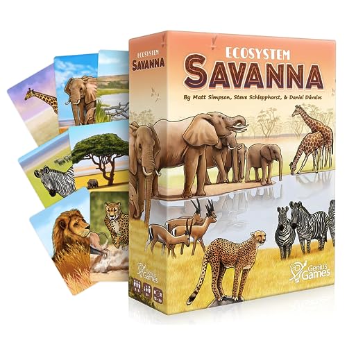 Ecosystem: Savanna - A Family Card Game About Animals on Grassy Woodland of African Savanna - Fun & Educational Ecology Game for Kids & Adults - Strategy Board Game for Gamers, Students & Teachers von Genius Games