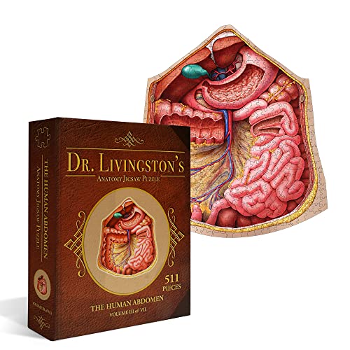 Genius Games Human Abdomen - Dr Livingston's Human Anatomy 500 Piece Stomach Jigsaw Puzzle - Educational 21 Inch Learning Toy for Children - Fun Kids Learn Medical Science Game - Anatomical Organs 03 von Genius Games