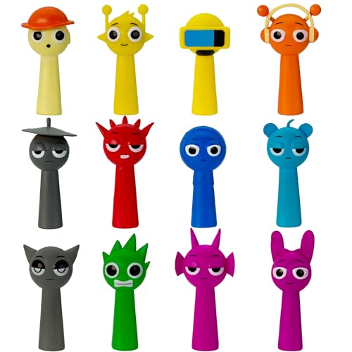 Gensly 12 Stück Bunte Figuren Raddy/Oren/Owakcx/Durple/Jevin/Wenda Figuren für Spielefans Cartoon Lustige Figuren für die Sammlung von Gensly