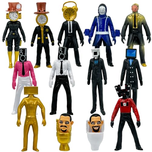 Gensly 13 Stück Skibidi Figuren Titan Clockman Figuren TV Man Cameraman Spielzeugfiguren Tortenaufleger/Dekorationen/Geschenke von Gensly
