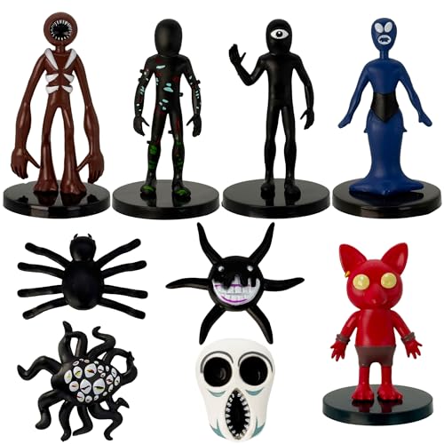 Gensly 9 Stück Horror Monster Figuren Horrorspiel Kreischen/Suchen Mini-Figuren Cartoon Tier Action Figuren für Deko-Sammlung für Halloween Chirstmans von Gensly