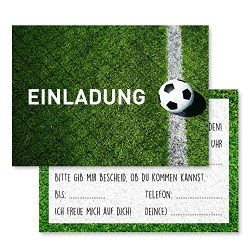 Gentle North 15 x Fussball Einladungskarten Kindergeburtstag (Größe A6) - Coole Fußball Einladung zum Kinder Geburtstag für Jungen und Mädchen - Witzige Einladungskarte zur Geburtstagsfeier - Linie von Gentle North