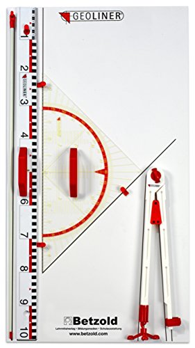 GEOLINER Geräteplatte - Zeichengeräte für Tafel, Lineal, Geodreieck, Zirkel, Zeigestab, Geometrie von GEOLINER