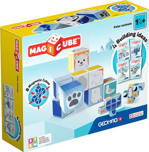 Geomag 134 MAGICUBE Polar Animals Konstruktionsspielzeug, 8 Magnetwürfel von Geomag