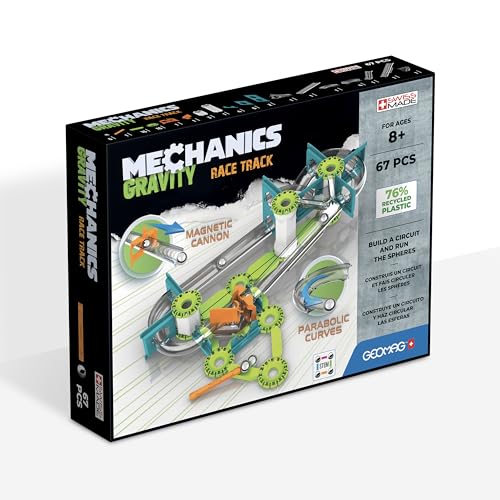 Geomag - Mechanics Gravity Race Track - Lern- und Kreativspiel für Kinder - Magnetische Bausteine, Rennstrecke mit Magnetbausteinen - Set mit 67 Teilen von Geomag