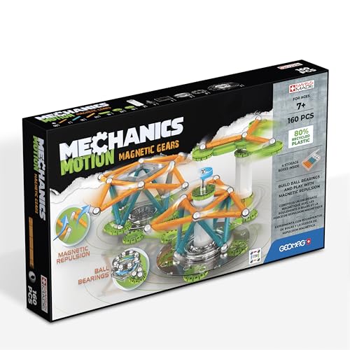 Geomag - Mechanics Motion Magnetic Gears - Lern- und Kreativspiel für Kinder - Magnetische Bausteine - Set mit 160 Teilen von Geomag