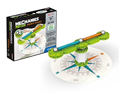 Geomag - Mechanics Motion Magnetic Compass - Lern- und Kreativspiel für Kinder - Magnetische Bausteine, Kompass mit Magnetbausteinen - Set mit 35 Teilen von Geomag