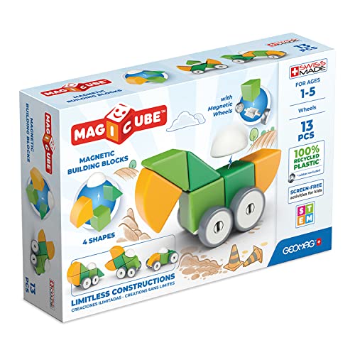 Geomag - Magicube 1+ Formen - Magnetische Blöcke für Kinder - 4 Farben und Formen - 13 Würfel - 1-5 Jahre - 100% Recyceltes Plastik von Geomag