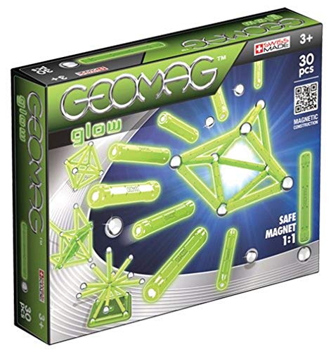 Geomag, Classic Glow 335, Magnetkonstruktionen und Lernspiele, 30-teilig, Weiß / Fluoriszierend Grün, 30 Stück von Geomag