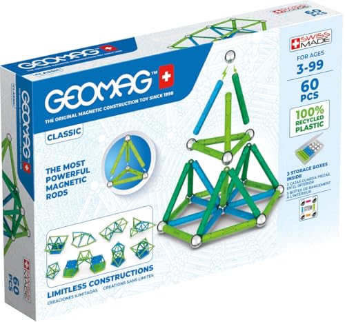 Geomag Classic - 60 Teile - Magnetisches Konstruktionsspielzeug für Kinder - Green Line - Lernspiel aus 100% Recyclingkunststoff Geomag Classic - 60 Teile - Magnetisches Konstruktionsspielzeug für Kinder - Green Line - Lernspiel aus 100% Recyclingkunststoff von Geomag