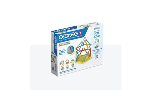 Geomag, Supercolor Recycled, Magnetische Konstruktionen, Bunte Stäbe und Paneele, 42-teilige Packung, 100% Recycling-Kunststoff von Geomag