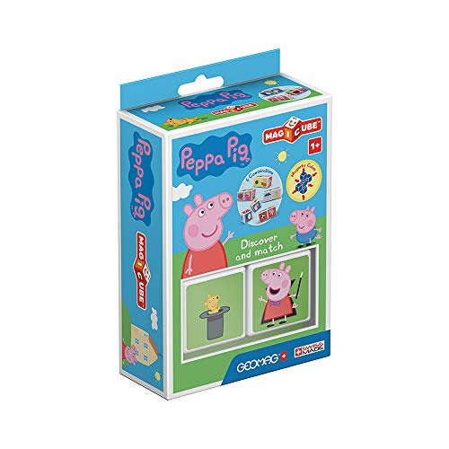 Geomag Magicube 047 - Peppa Pig Discover & Match - 2 Magnetwürfel - Konstruktionsspielzeug, Baukasten Lernspielzeug, Pink von Geomag