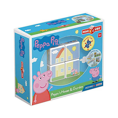 Geomag Magicube 050 - Peppa Pig Peppa's House & Garden - 4 Magnetwürfel für Konstruktionen von Geomag