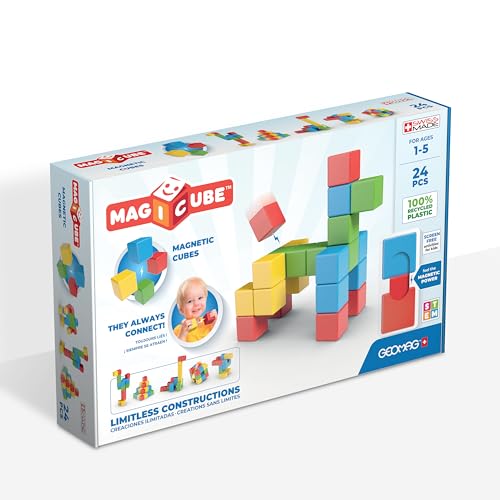 Geomag - Magicube 1+ Full Color - Magnetische Würfel für Kinder - 4 Farben - 24 Blöcke - 1-5 Jahre - 100% Recyceltes Plastik von Geomag