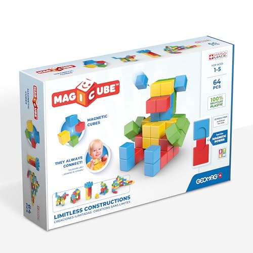 Geomag - Magicube 1+ Full Color - Magnetische Würfel für Kinder - 4 Farben - 64 Blöcke - 1-5 Jahre - 100% Recyceltes Plastik von Geomag